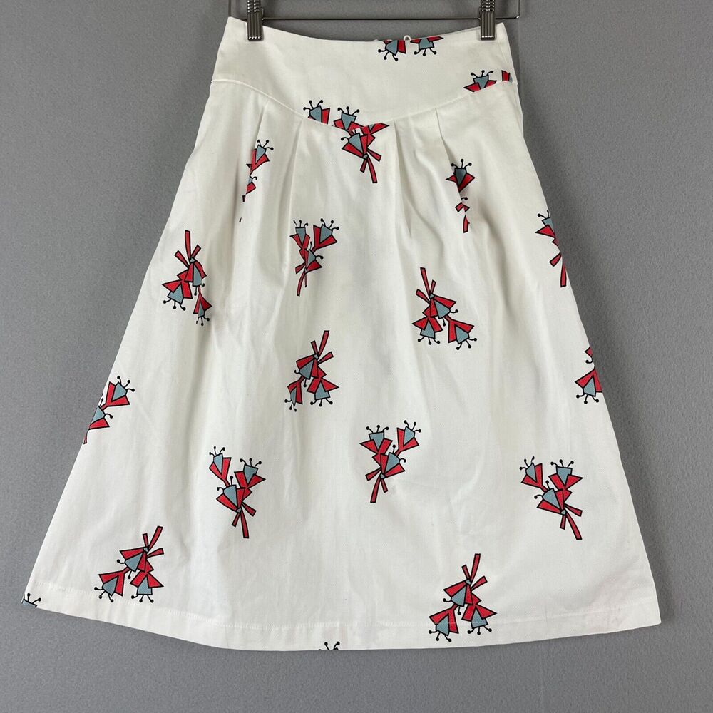 Zara Geometric Midi Skirt Womens Small White Pleated Aztec ALine NEW Flaws